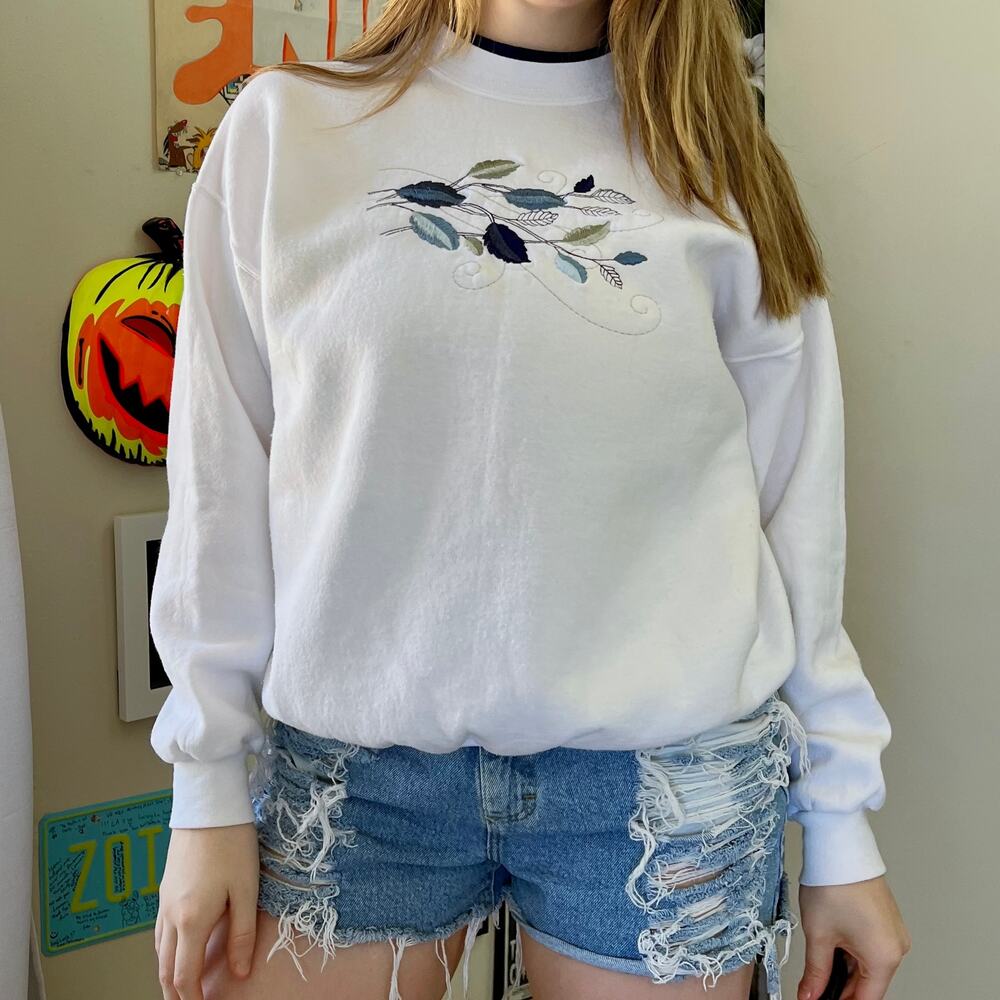 Vintage 1980s Top Stitch by Morning Sun White Crewneck Sweatshirt Size Large